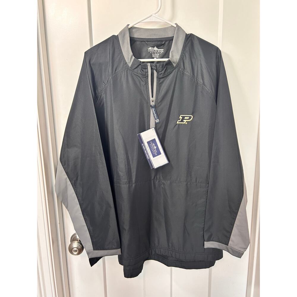 NWT Charles River Apparel Purdue Zip Bunker Windshirt Jacket Grey SZ 2XL